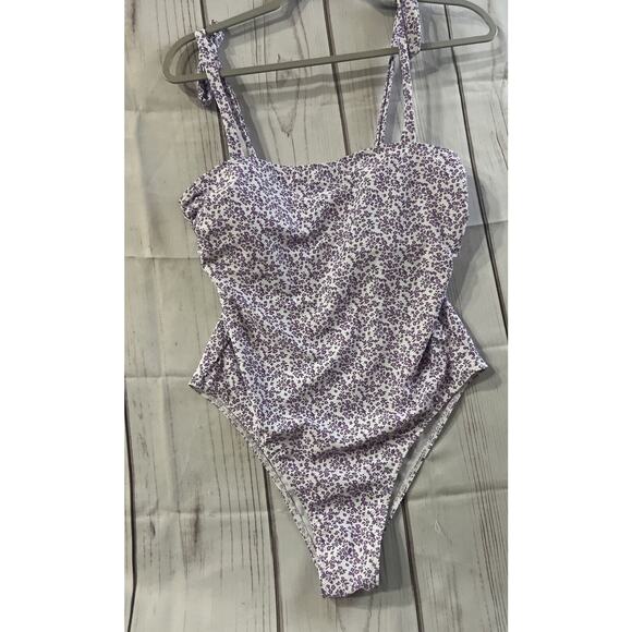 Women's Floral Print Monokini One Piece Swimsuit Purple Floerns  L NWOT - Picture 6 of 7